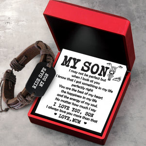 Leather Cord Bracelet - Biker - To My Son - I Love You, Son - Ukgbr16003