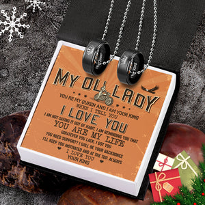Couple Pendant Necklaces - Biker - To My Ol' Lady - I Will Be Your Backbones - Ukgnw13011