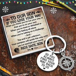 Compass Keychain - Biker - To Our Son - If You Lose Your Way - Ukgket16001