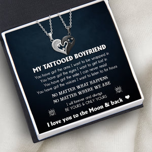 Couple Heart Necklaces - Tattoo - To My Tattooed Boyfriend - Be Yours & Only Yours - Ukglt12002