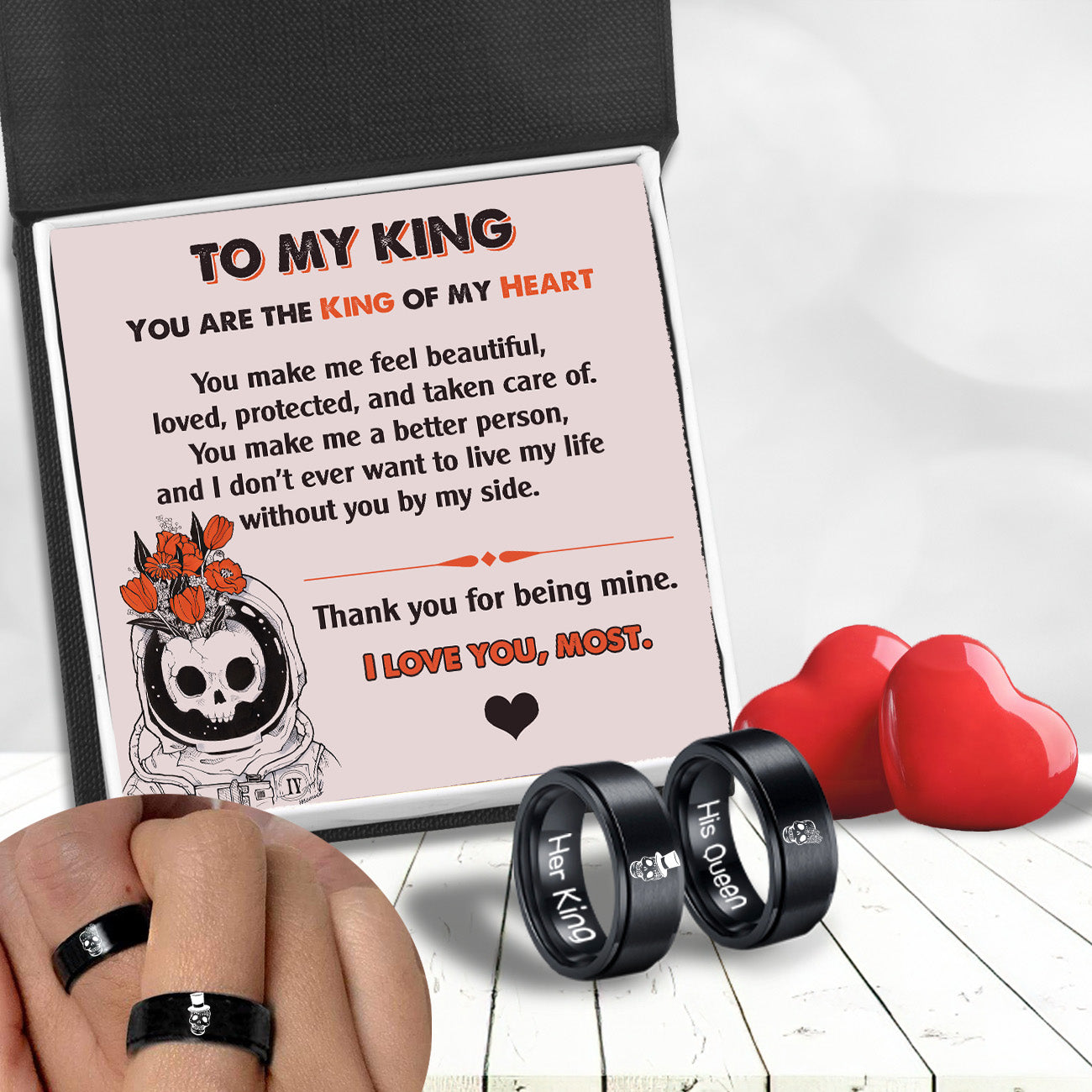 Couple Ring - Skull - To My King - You Are The King Of My Heart - Ukgrlc26003