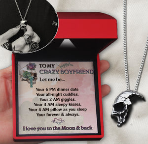 Skull Necklace - Skull - To My Crazy Boyfriend - I Love You To The Moon & Back - Ukgnag12001