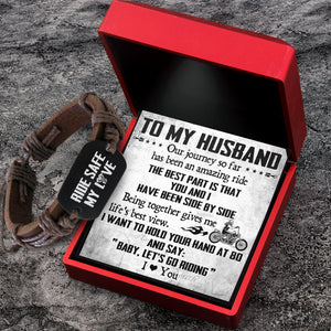 Leather Cord Bracelet - Biker - To My Husband - I Love You - Ukgbr14002