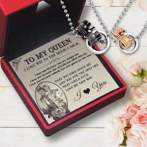 Couple Crown Pendant Necklaces - Skull - To My Queen - I Love You To The Moon & Back - Ukgnz13002
