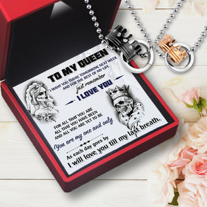 Couple Crown Pendant Necklaces - Skull - To My Queen - I Will Love You Till My Last Breath - Ukgnz13001