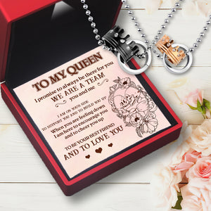 Couple Crown Pendant Necklaces - Skull - To My Queen - I Promise To Always Be There For You - Ukgnz13003