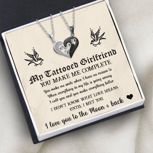 Couple Heart Necklaces - Tattoo - To My Tattooed Girlfriend - You Make Me Complete - Ukglt13001
