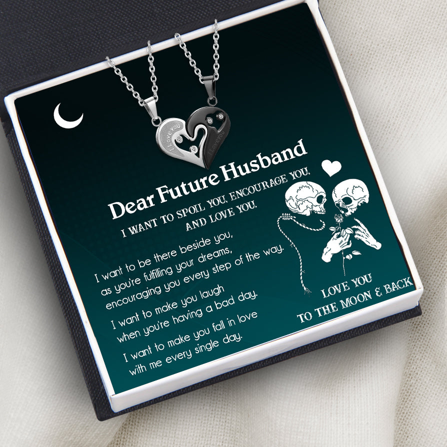 Couple Heart Necklaces - Tattoo - To My Future Husband - Fall In Love With Me Every Single Day - Ukglt24001