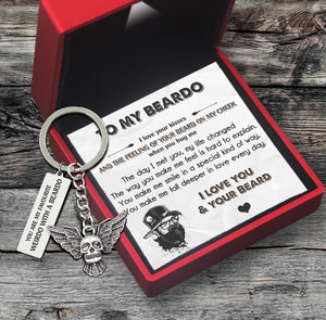 Fly Skull Keychain - Beard - To My Man - I Love You & Your Beard - Ukgkem26006