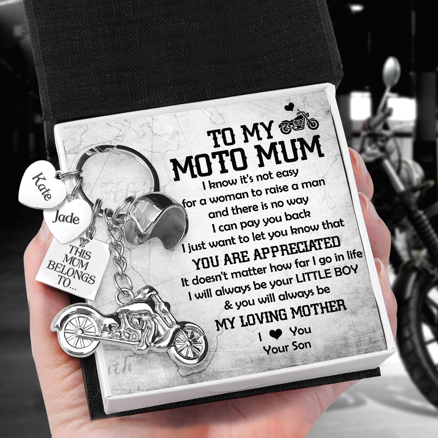 Personalised Classic Bike Keychain - Biker - To My Moto Mum - From Son - You Will Always Be My Loving Mother - Ukgkt19001