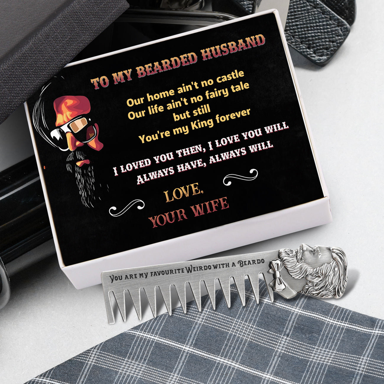 Beard Comb - Beard - To My Bearded Husband - You're My King Forever - Ukgeh14001