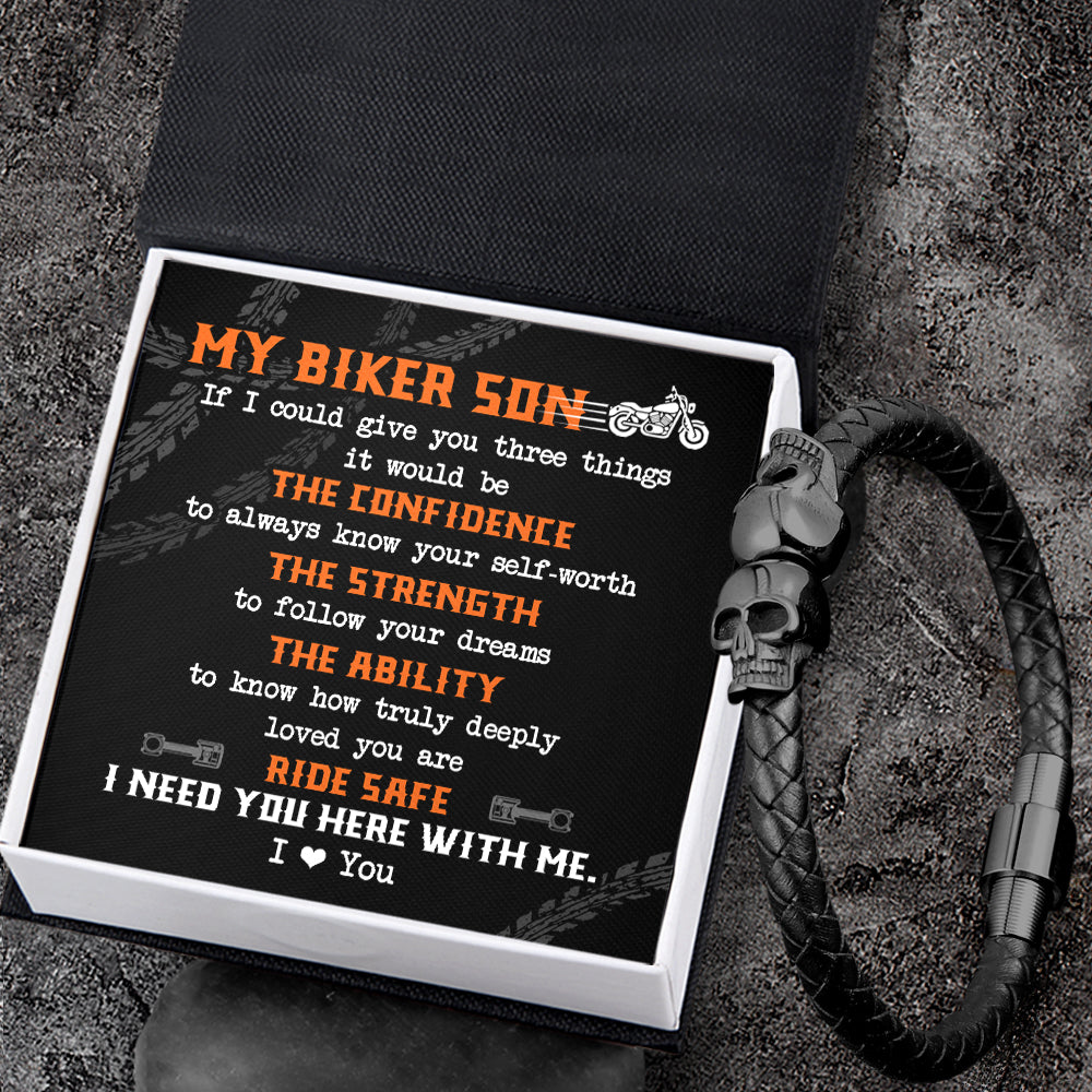 Skull Cuff Bracelet - Biker - To My Son - I Love You - Ukgbbh16011