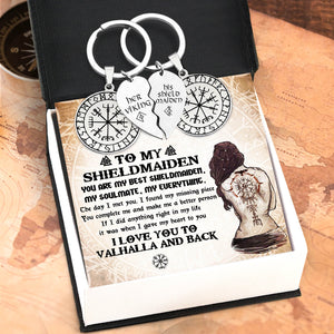 Viking Compass Couple Keychains - Viking - My Shieldmaiden - I Love You To Valhalla And Back - Ukgkes13002