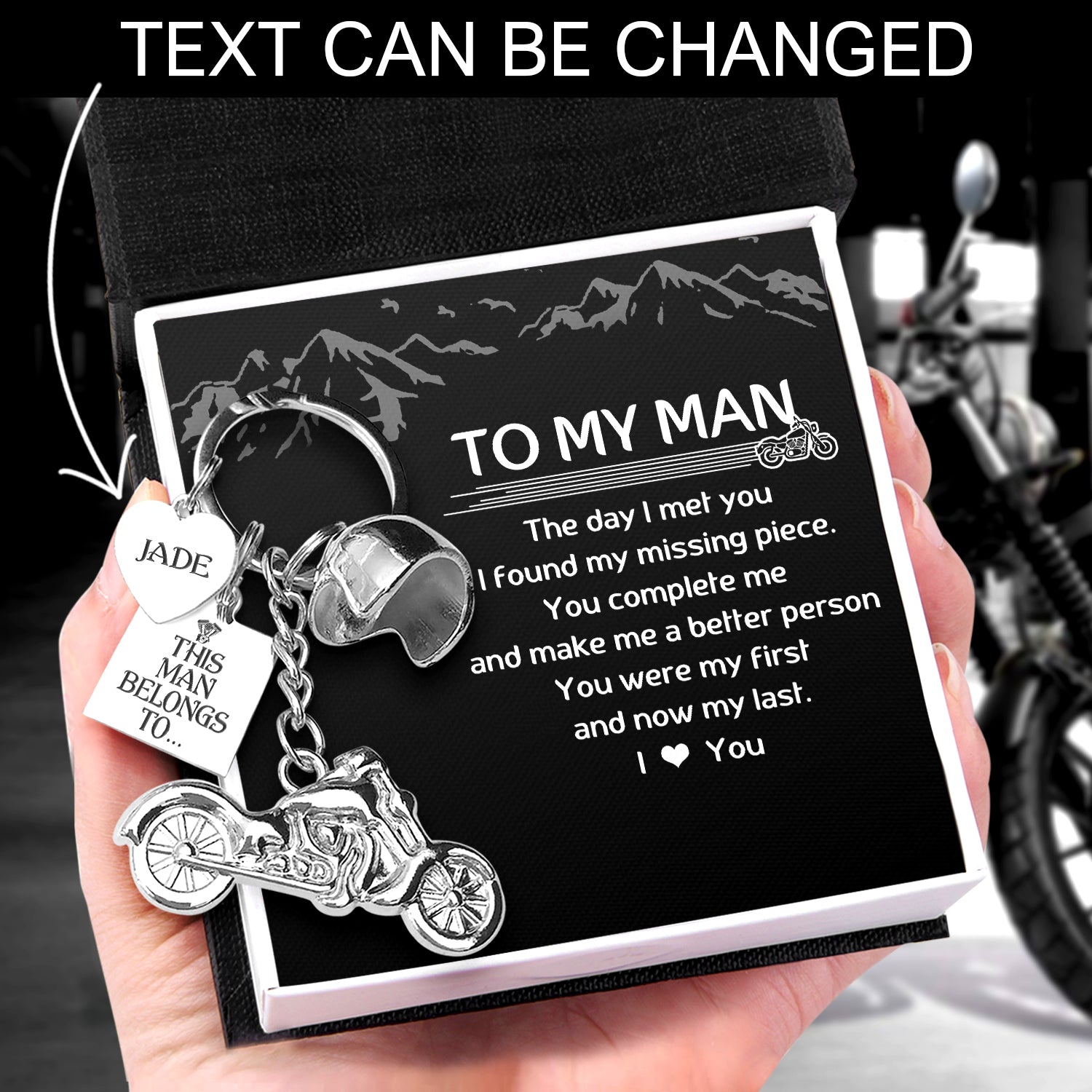 Personalized Classic Bike Keychain - Biker - To My Man - I Love You - Ukgkt26014