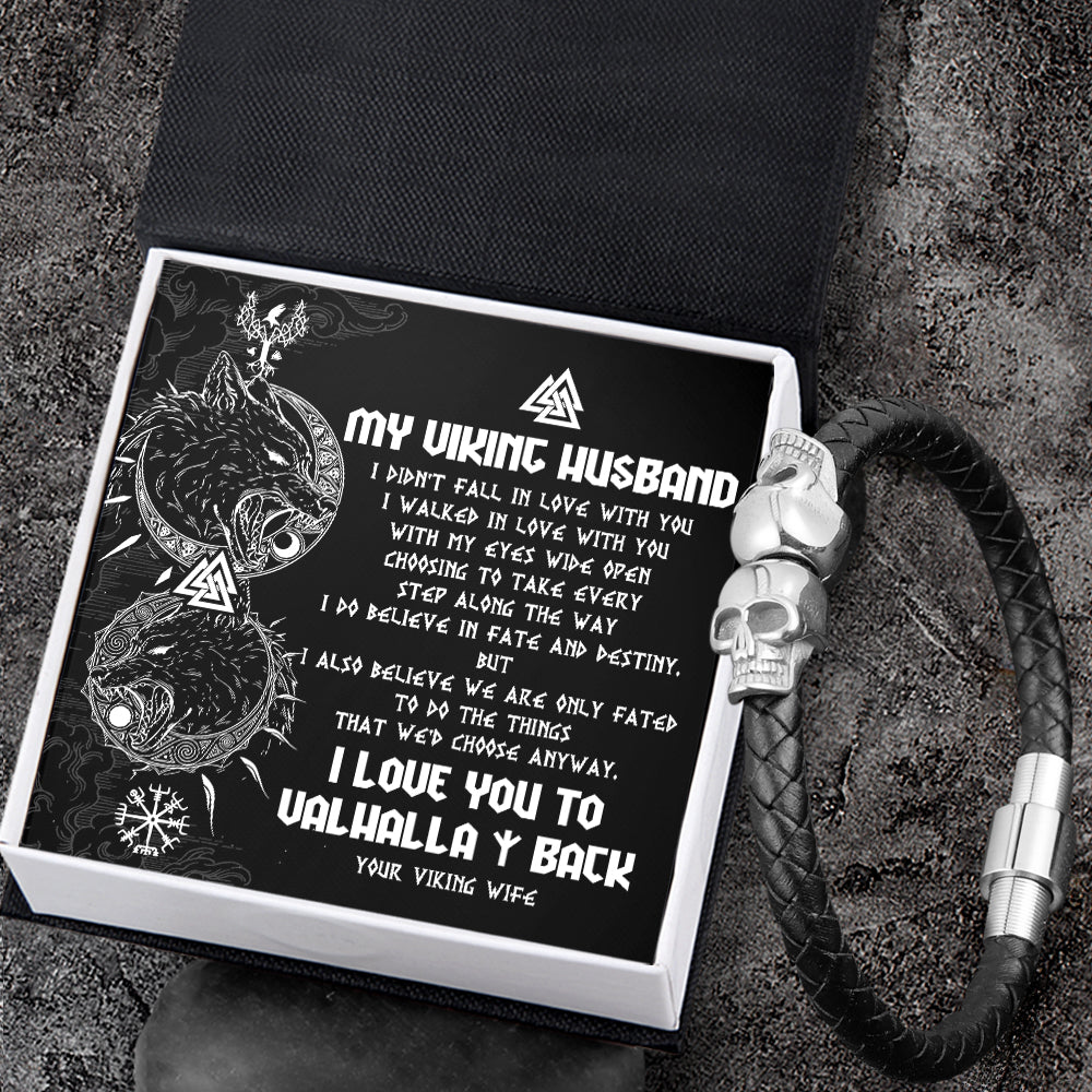 Skull Cuff Bracelet - Viking - To My Husband - I Love You To Valhalla & Back - Ukgbbh14004