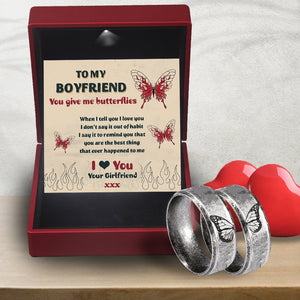 Couple Ring - Butterfly - To My Boyfriend - I Love You - Ukgrlc12001