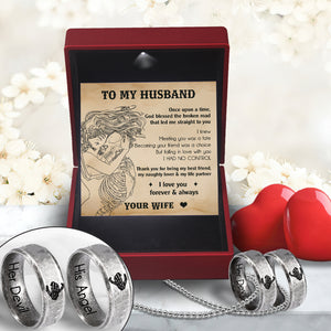 Couple Ring Necklaces - Skull - To My Husband - I Love You Forever & Always- Ukgndx14005