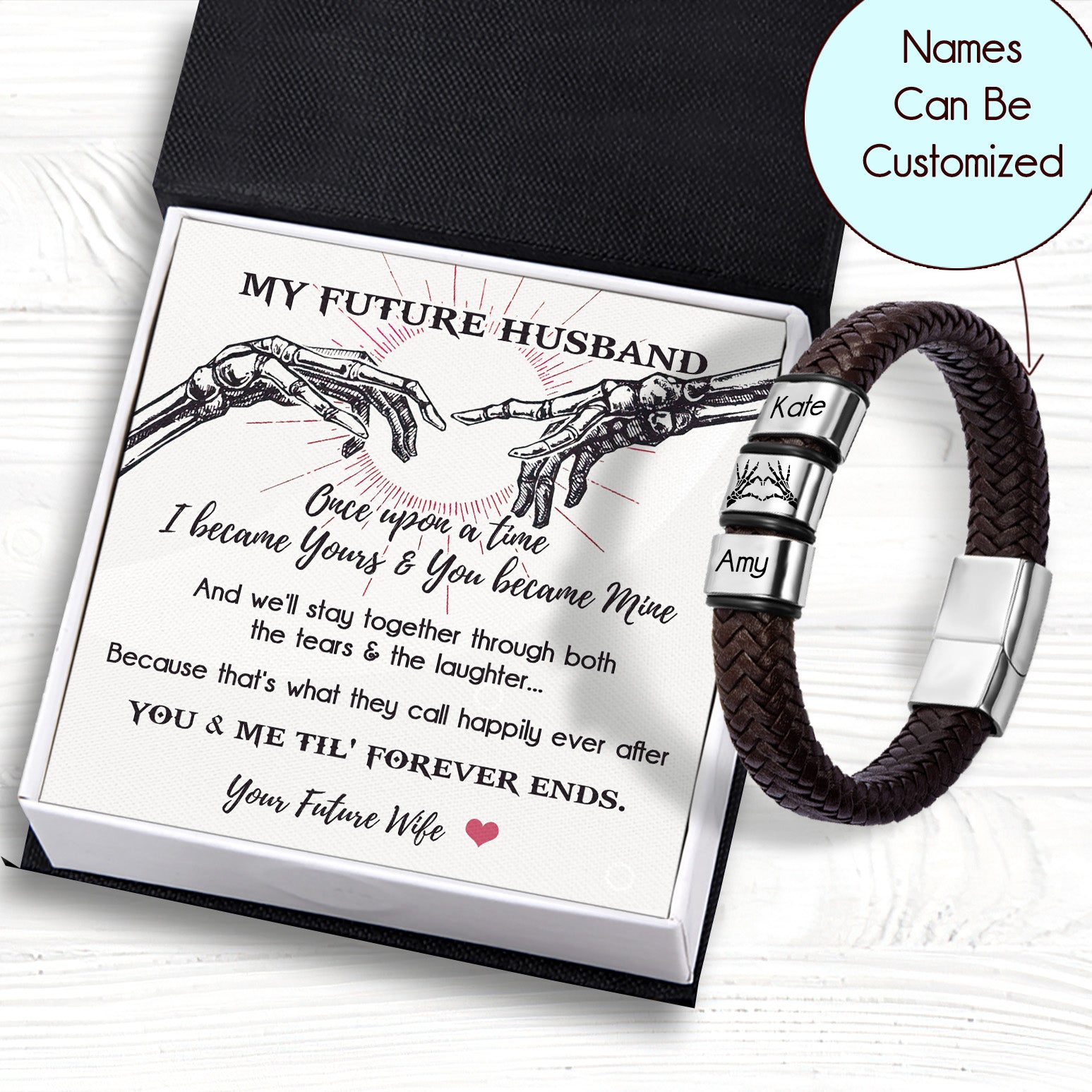 Personalised Leather Bracelet - Skull - To My Man - I Never Wanted To Fix You, You're So Perfectly Broken - Ukgbzl26038