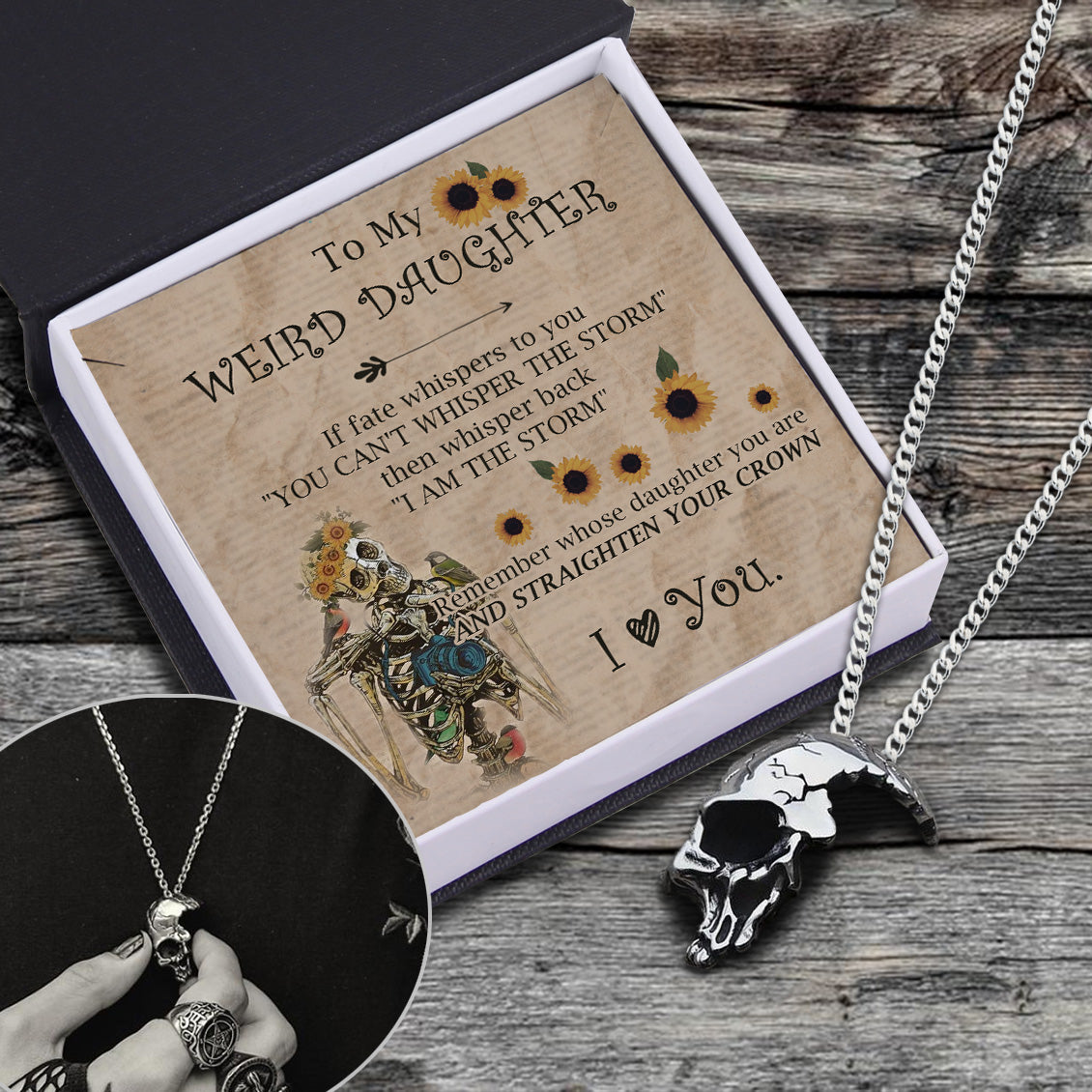 Skull Necklace - Skull - To My Weird Daughter - I Am The Storm - Ukgnag17001