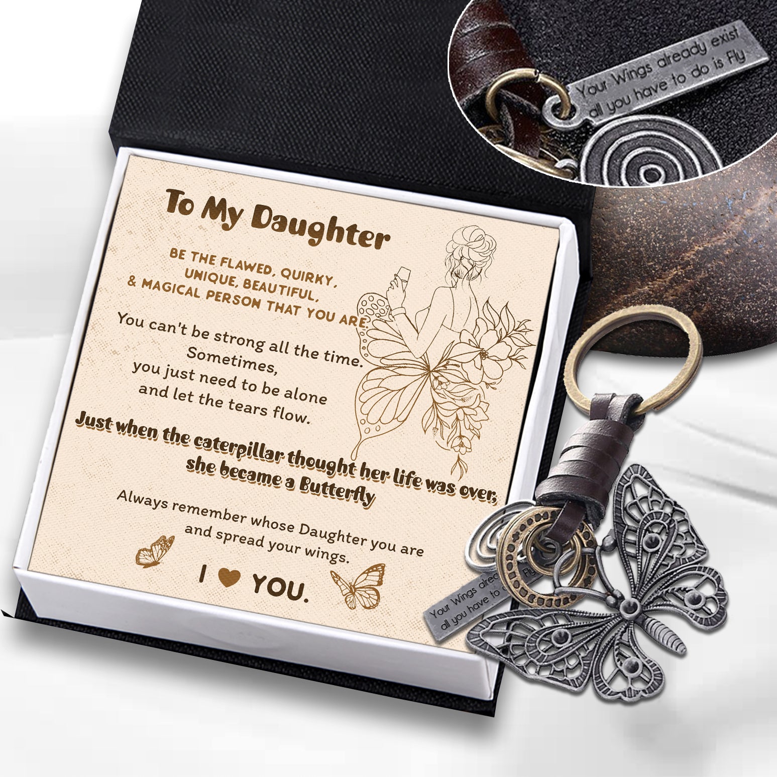 Butterfly Vintage Keychain - Butterfly - To My Daughter - You Can't Be Strong All The Time - Ukgkwc17001