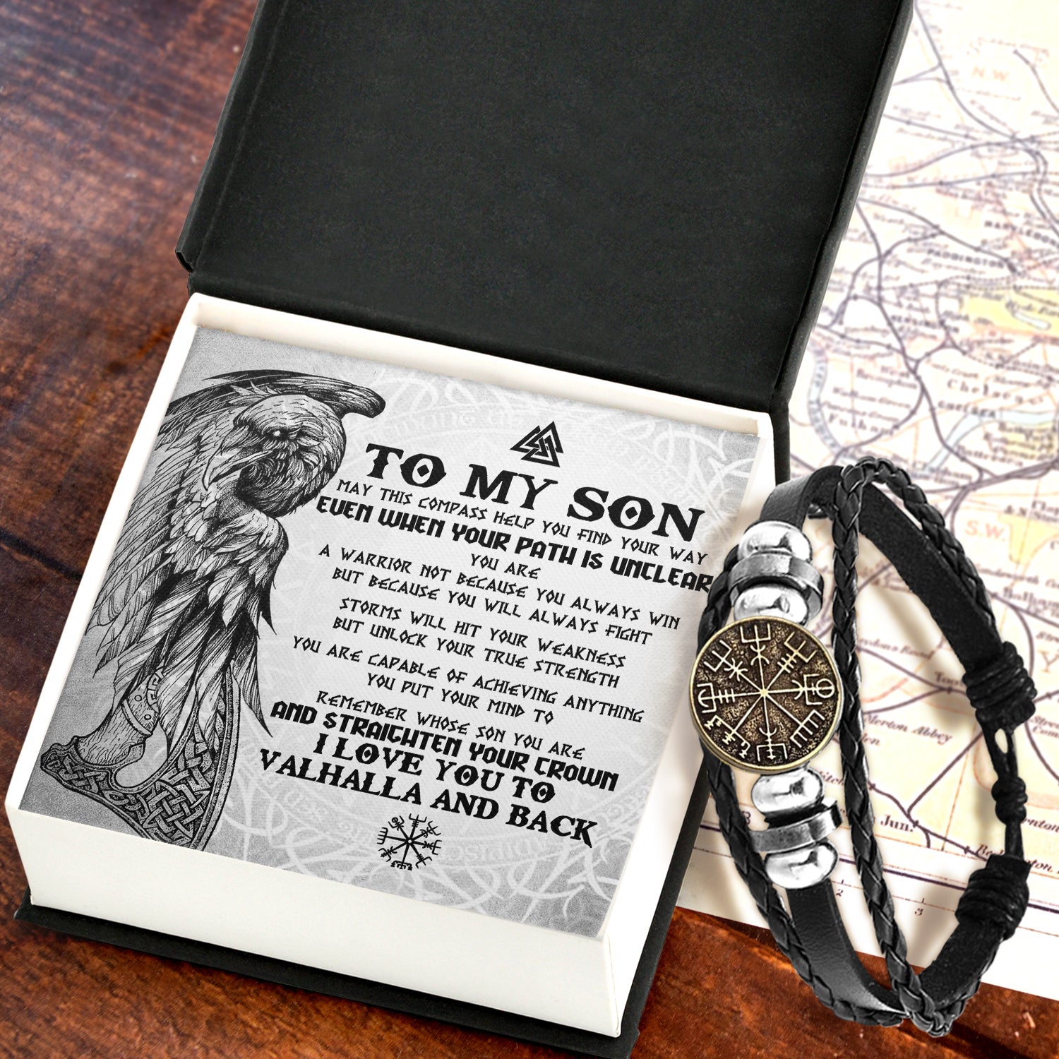 Viking Compass Bracelet - Viking - To My Son - I Love You To Valhalla And Back - Ukgbla16007