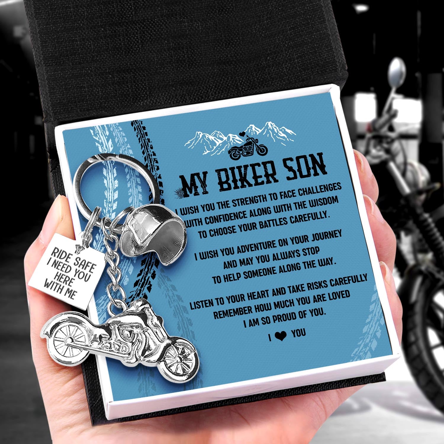 Classic Bike Keychain - Biker - To My Biker Son - I Am So Proud Of You - Ukgkt16006