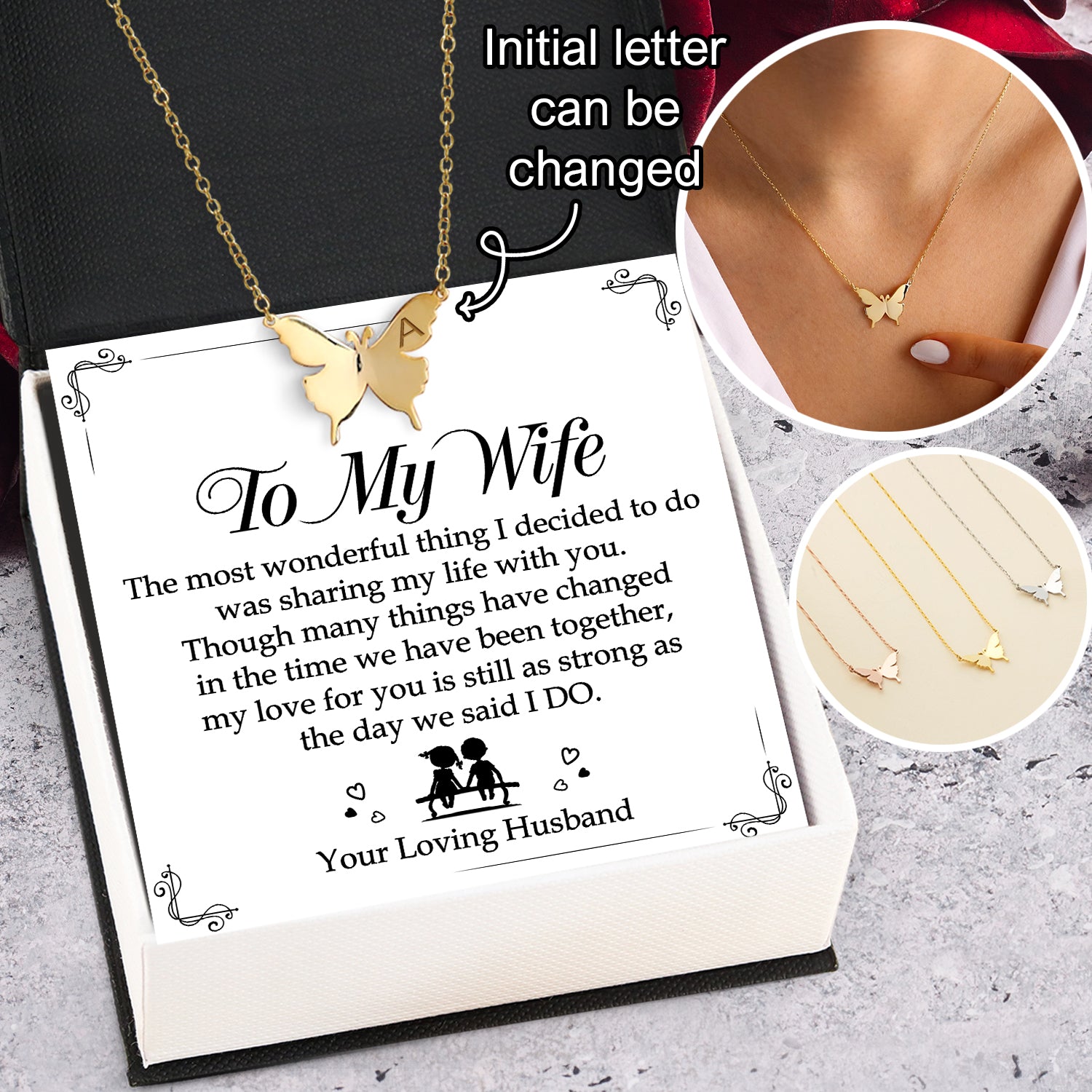 Personalized Butterfly Necklace - Family - To My Wife - I Do - Ukgncn15004