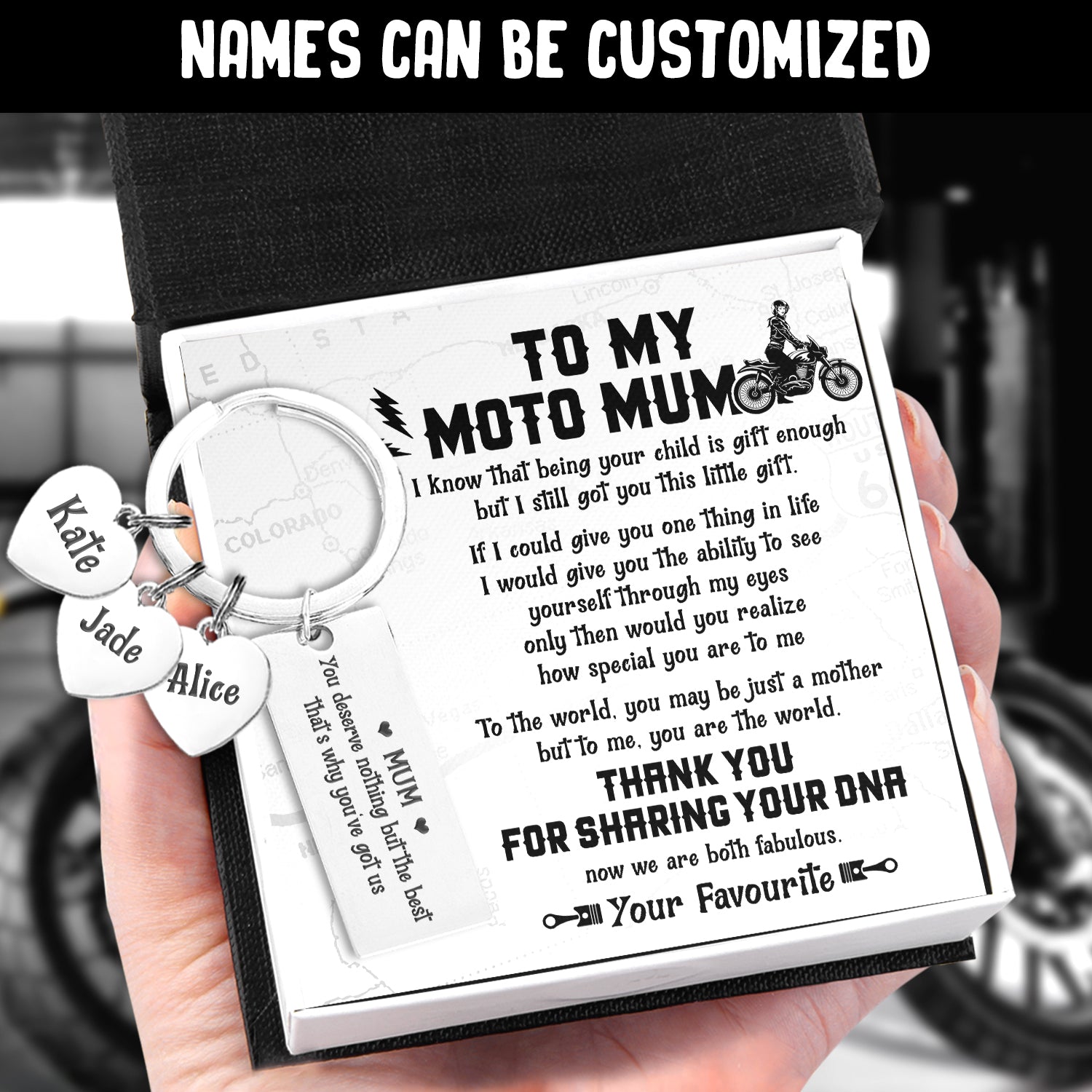 Personalised Keychain - Biker - To My Moto Mum - Thank You For Sharing Your DNA - Ukgkc19002