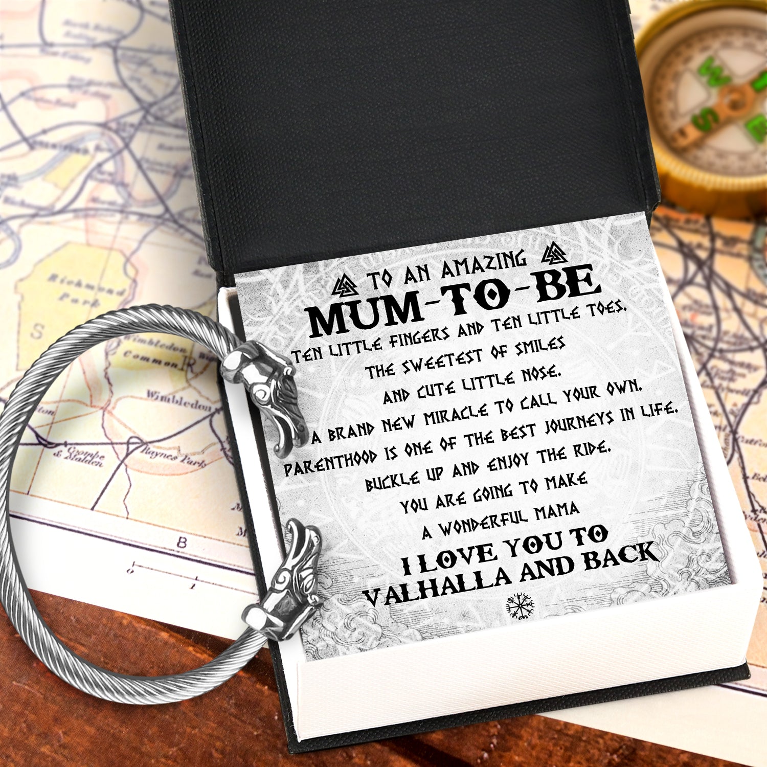 Norse Dragon Bracelet - Viking - To My Mum-to-be - I Love You To Valhalla And Back - Ukgbzi19003