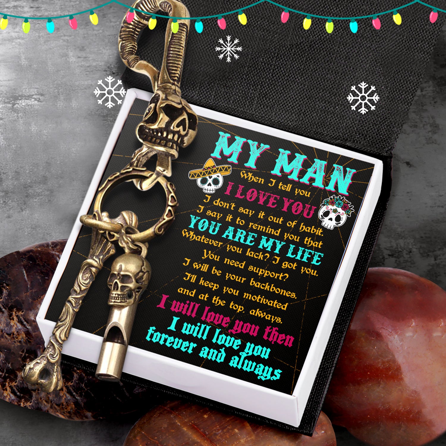 Skull Keychain Holder - Skull - To My Man - You Are My Life - Ukgkci26004