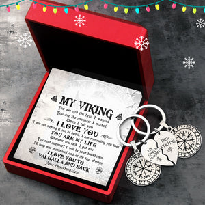 Viking Compass Couple Keychains - Viking - To My Viking - You Are My Life - Ukgkes26001