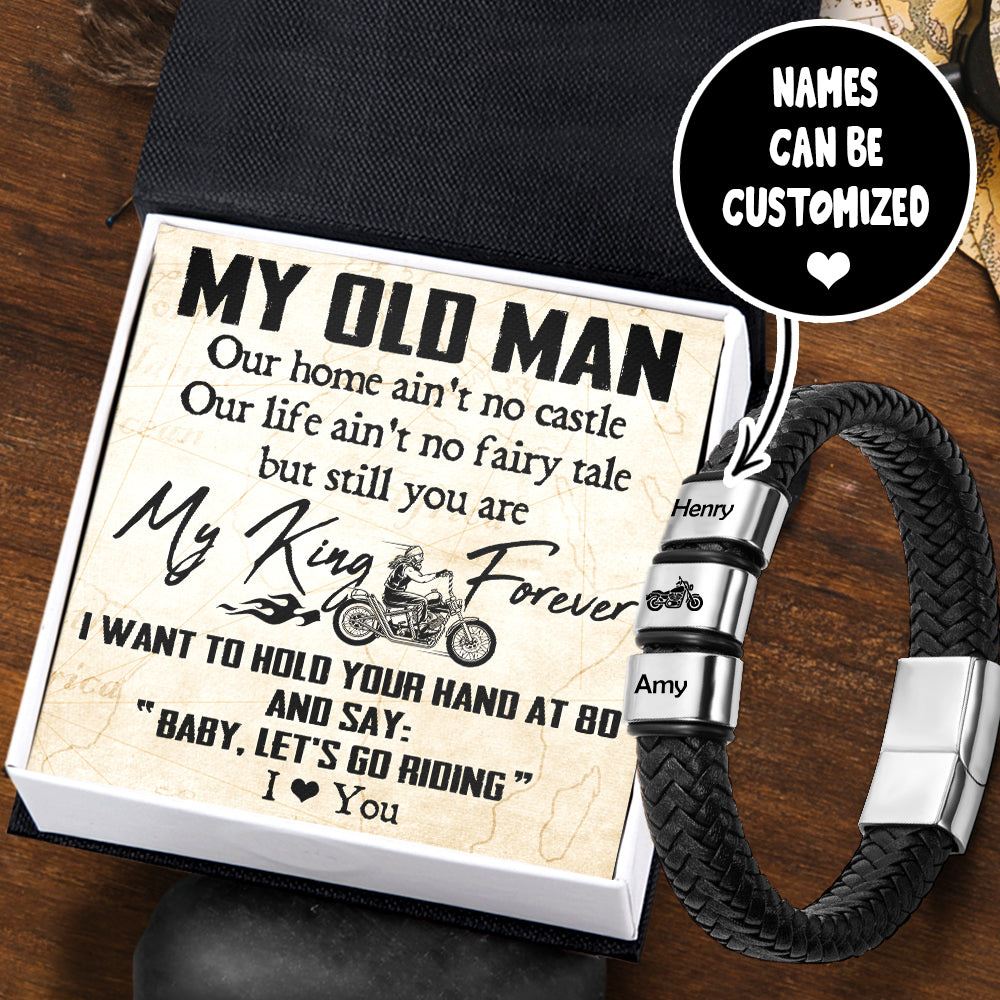 Personalised Leather Bracelet - Biker - My Old Man - You Are My King Forever - Ukgbzl26010