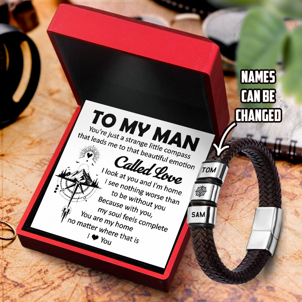 Personalized Leather Bracelet - Hiking - To My Man - I Look At You And I Am Home - Ukgbzl26045
