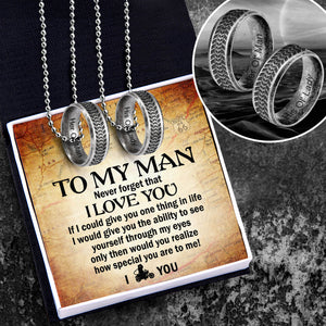 Couple Wheel Ring Necklaces - Biker - To My Man - I Love You - Ukgndx26016