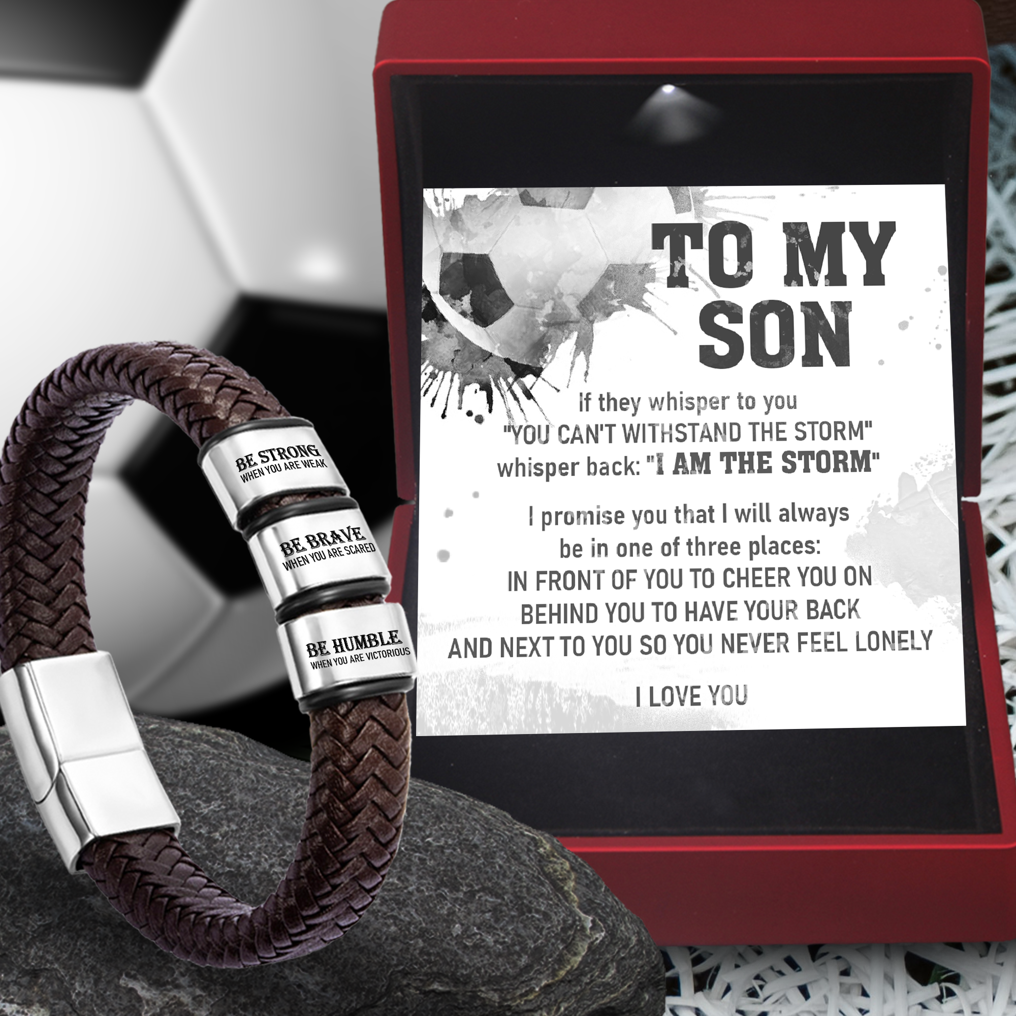 Leather Bracelet - Soccer - To My Son - I Love You - Ukgbzl16016