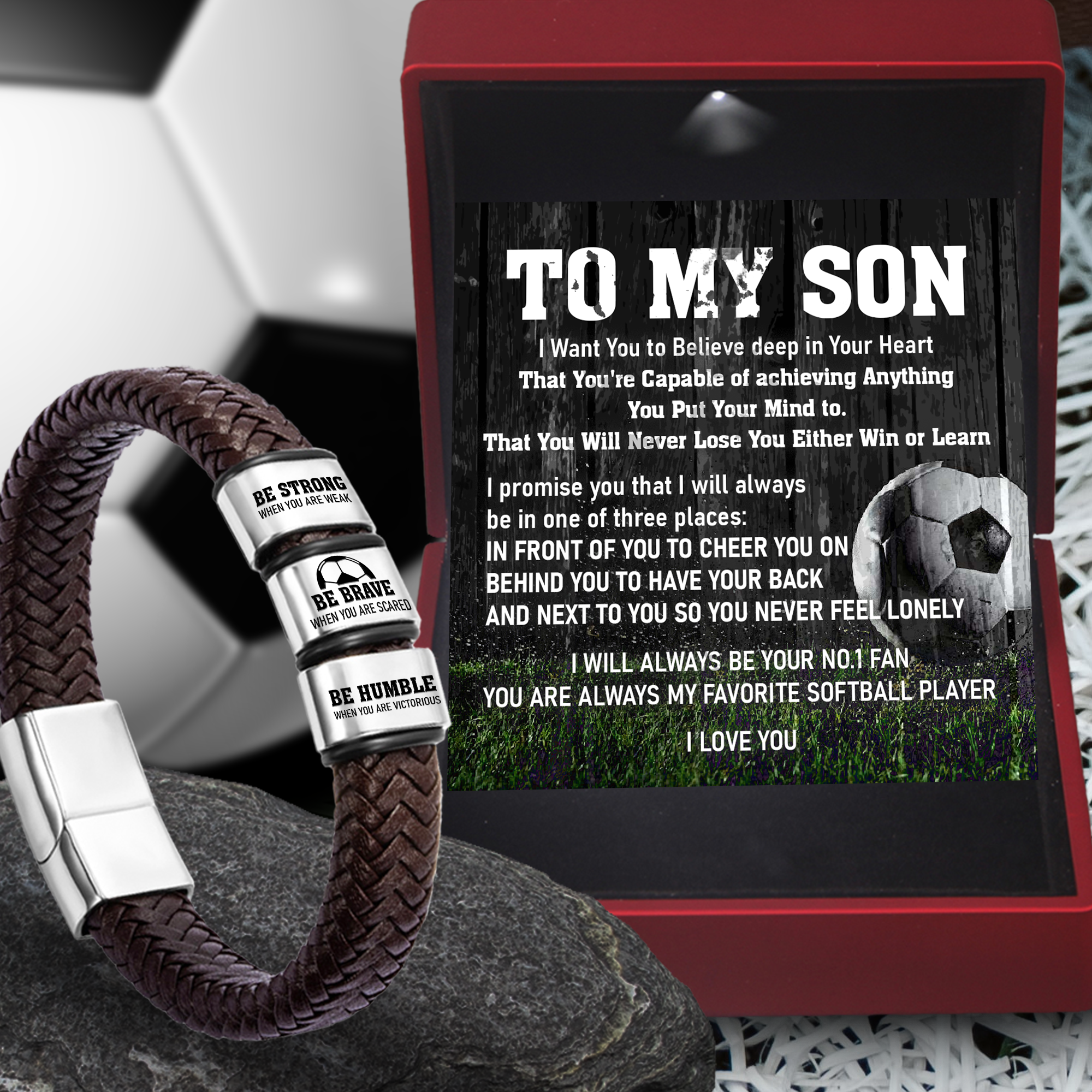 Leather Bracelet - Soccer - To My Son - I Want You To Believe Deep In Your Heart - Ukgbzl16021