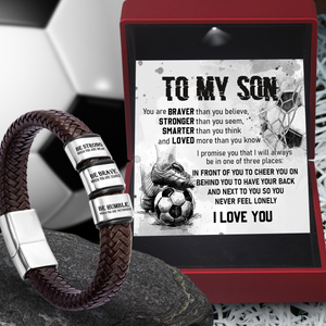 Leather Bracelet - Football - To My Son - You Are Braver Than You Believe - Ukgbzl16017