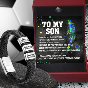 Leather Bracelet - Football - To My Son - Never Forget That I Love You - Ukgbzl16022