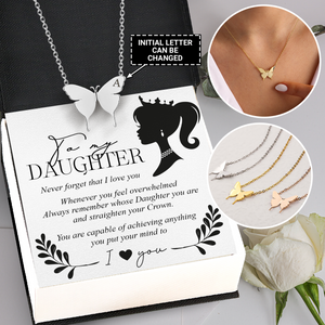 Personalized Butterfly Necklace - Family - To My Daughter - Always Remember Whose Daughter You Are And Straighten Your Crown - Ukgncn17004