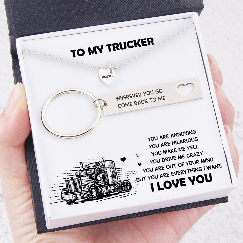 Heart Necklace & Keychain Gift Set - To My Trucker - You Are Everything I Want - Ukgnc26001 - Love My Soulmate