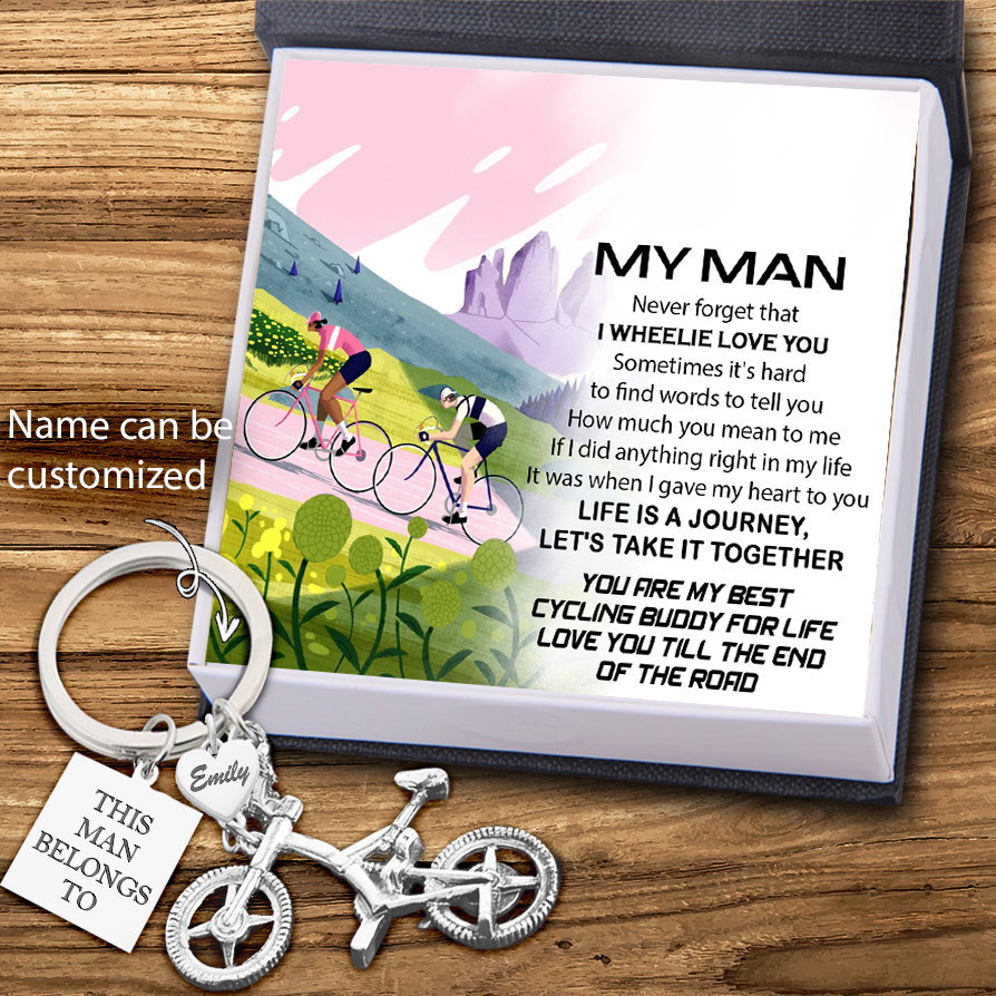 Personalised Silver Bicycle Keychain - Cycling - To My Man - Let's Take It Together - Ukgkca26004
