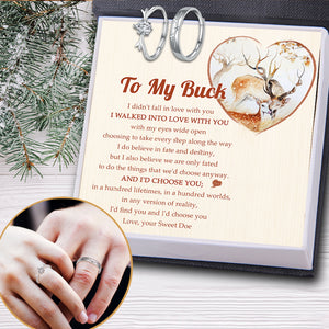 Antler Couple Rings Adjustable Size - To My Buck - I Walked Into Love With You - Ukgrli26001