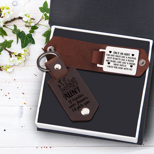 Message Leather Keychain - Family - To My Aunt - Only An Aunt Can Give Hugs Like A Mother - Ukgkeq30003