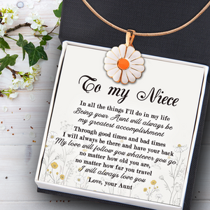 Hidden Message Daisy Necklace - Family - To My Niece - My Love Will Follow You Whatever You Go - Ukgngi28017