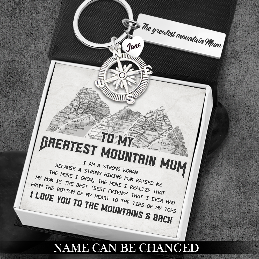 Personalised Compass Keychain - Hiking - To My Greatest Mountain Mum - I Love You To The Mountains & Back - Ukgkwa19002