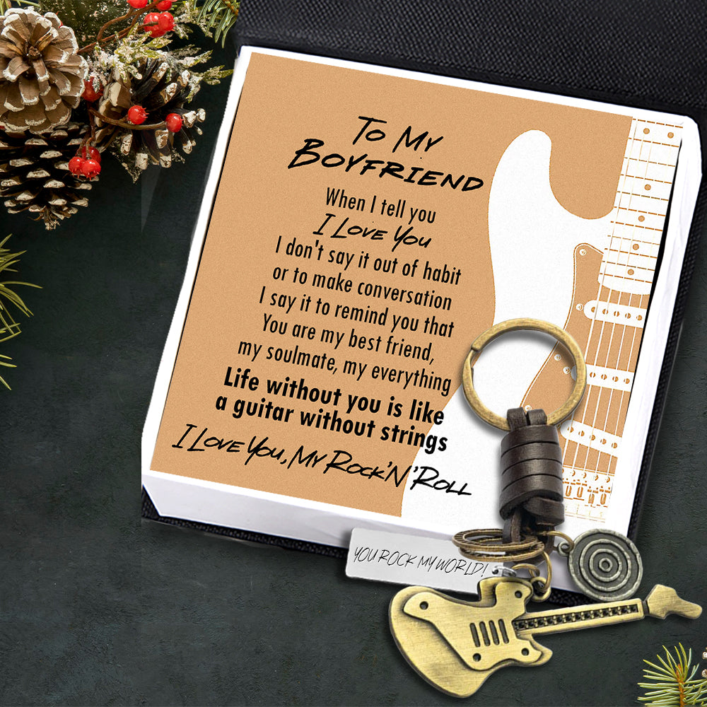 Vintage Guitar Bass Keychain - To My Boyfriend - I Love You, My Rock'n'Roll - Ukgkzr12001