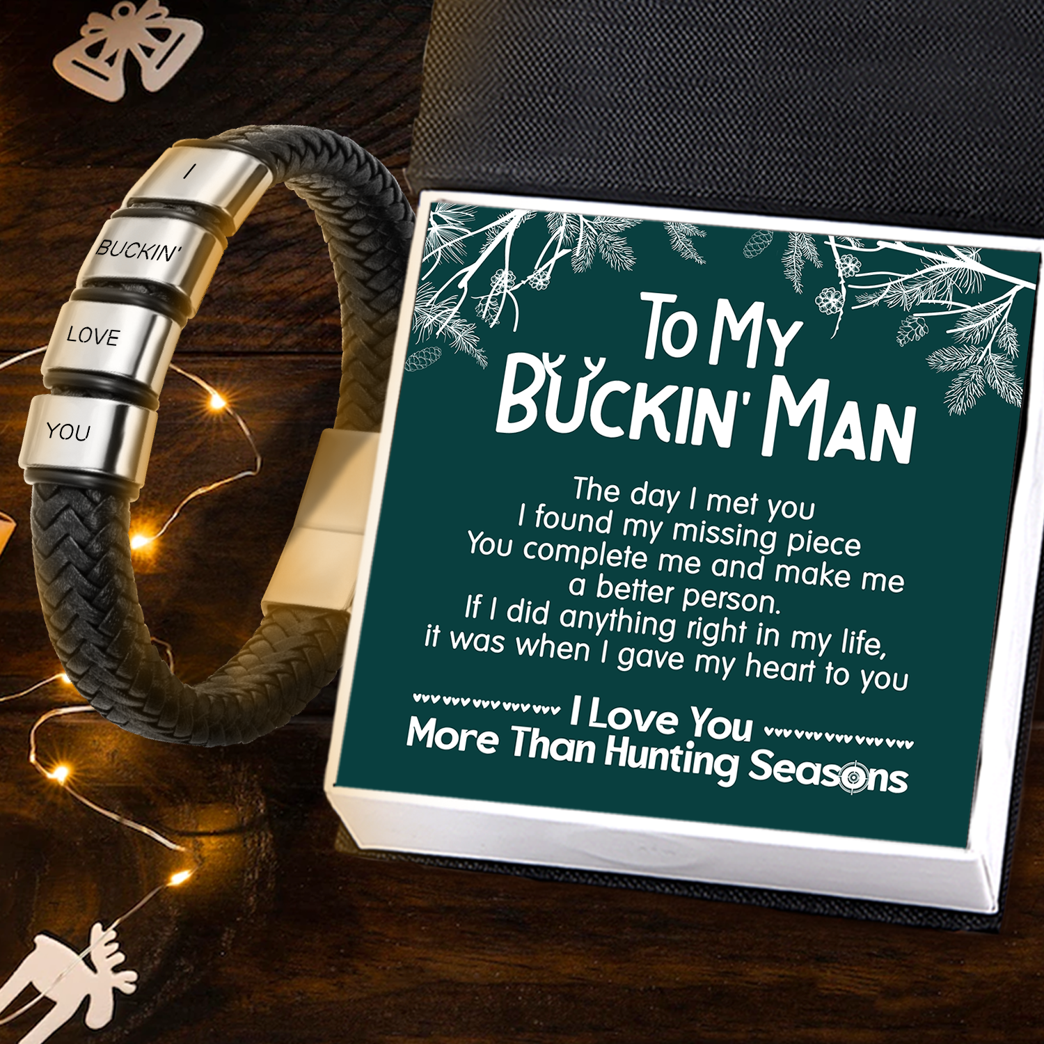 Leather Bracelet - Hunting - To My Buckin Man - I Love You More Than Hunting Seasons - Ukgbzl26050