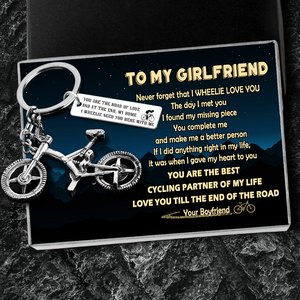 Silver Bicycle Keychain - Cycling - To My Girlfriend - I Wheelie Love You - Ukgkca13001