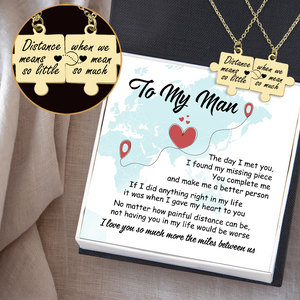 Puzzle Piece Necklace - Family - To My Man - Distance Means So Little - Ukglmb26007