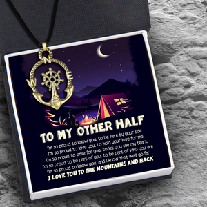 Vintage Anchor Compass Necklace - Camping - To My Other Half - I Love You To The Mountains And Back - Ukgnfx24001